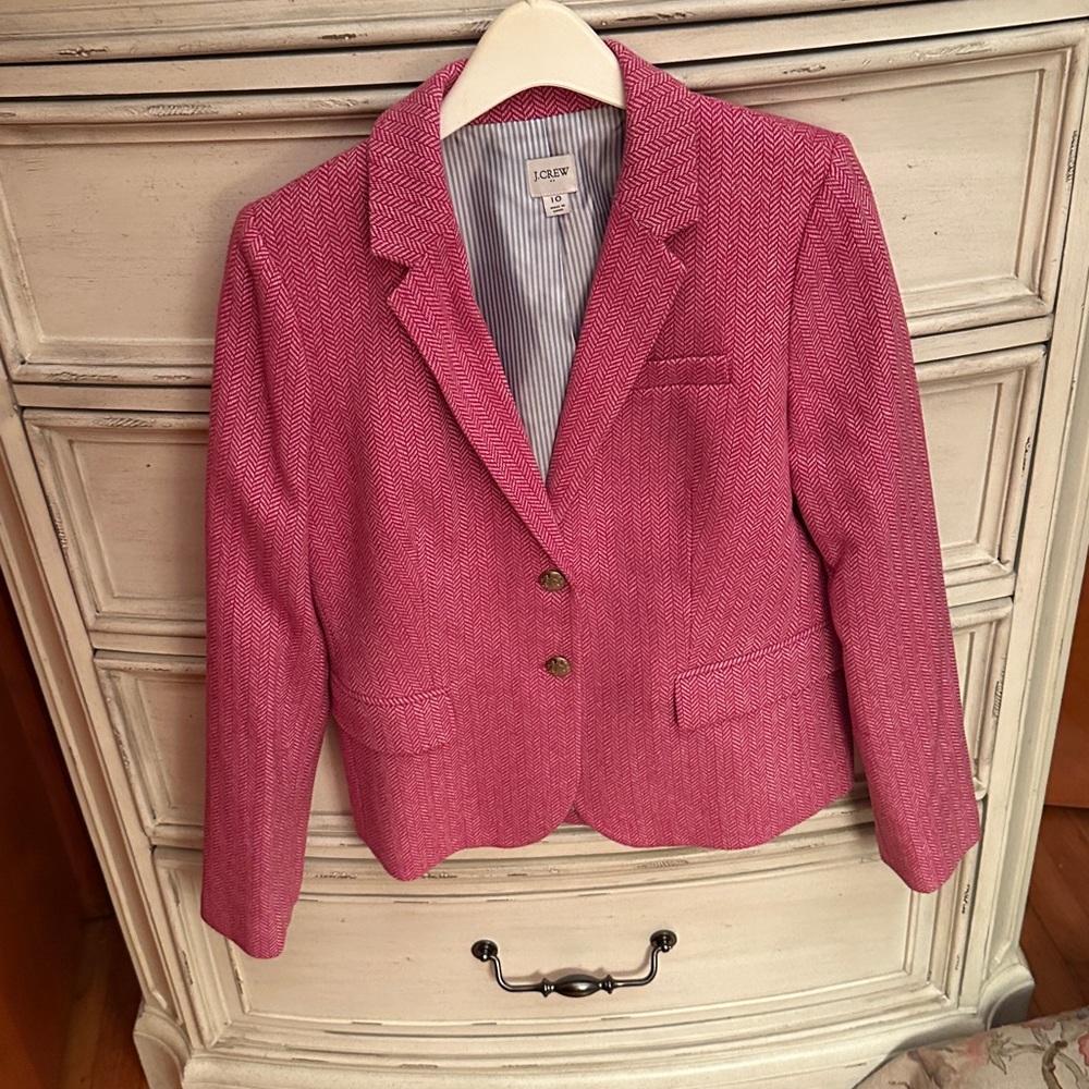 J. Crew Vibrant Pink Herringbone Blazer